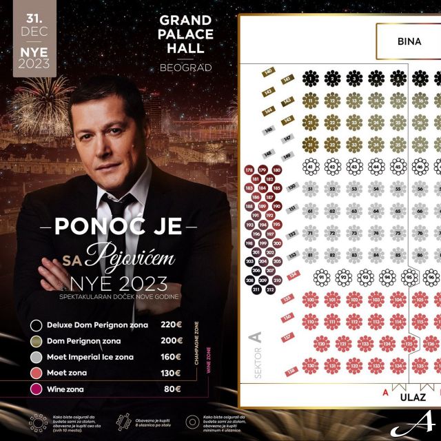 Nova godina u Grand Palace Hall - mapa sedenja