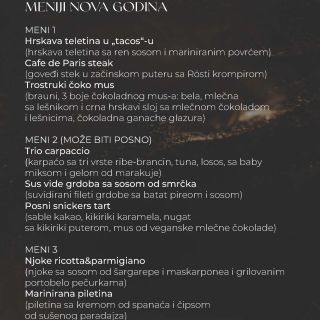 Restoran Bottega - jelovnik za Novu godinu