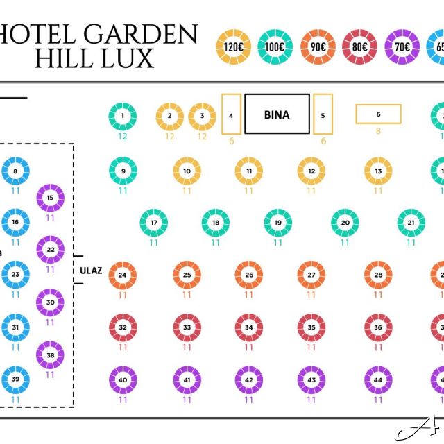 Hotel Garden Hill lux - raspored stolova