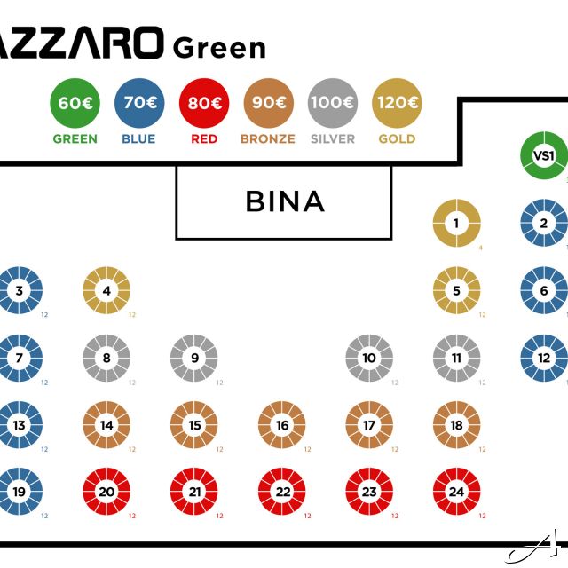 Restoran Azzaro Green - raspored stolova