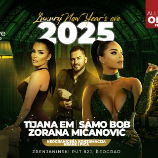 Doček Nove godine - tri osobe u elegantnoj odeći