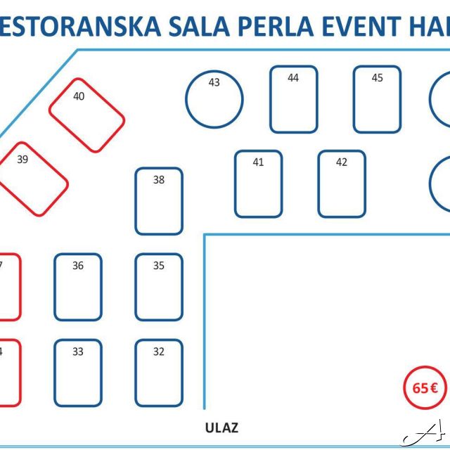 Perla event centar - raspored stolova
