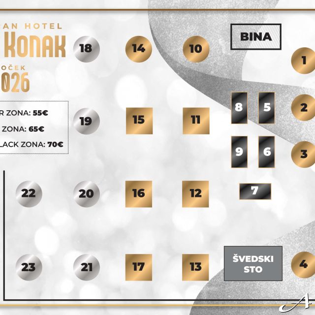 Hotel restoran Vila Konak - mapa sedenja