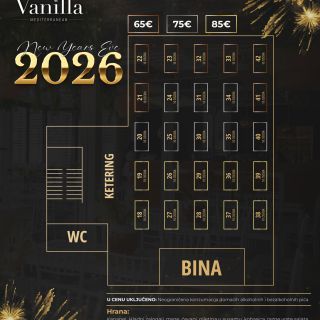 Klub Vanila - raspored stolova