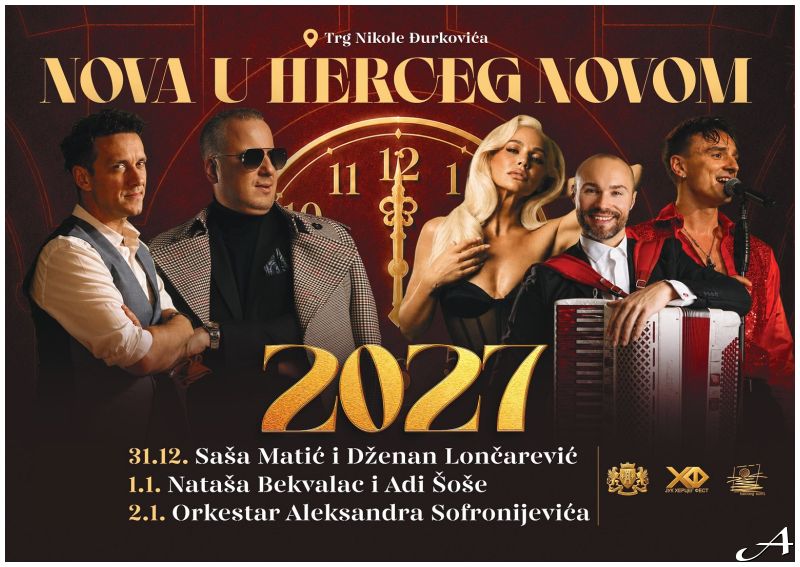 Nova godina 2027. u Herceg Novom - veliki koncerti na Trgu Nikole Đurkovića