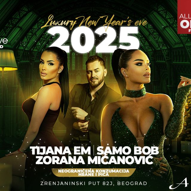 Doček Nove godine - tri osobe u elegantnoj odeći